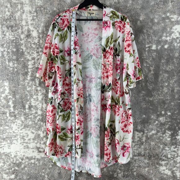 Mumu Womens Size 0/S Floral Open Front Cardigan Sweater Short Sleeve - Picture 3 of 10